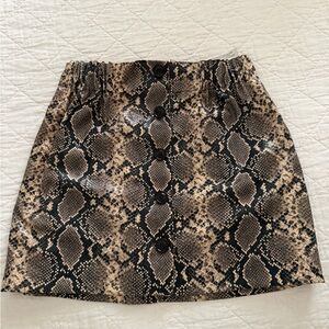 Zara Black and Tan Snake Print Mini Skirt